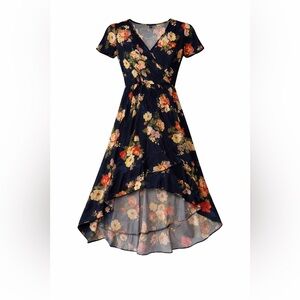 Espresso Navy Floral High-Low Dress